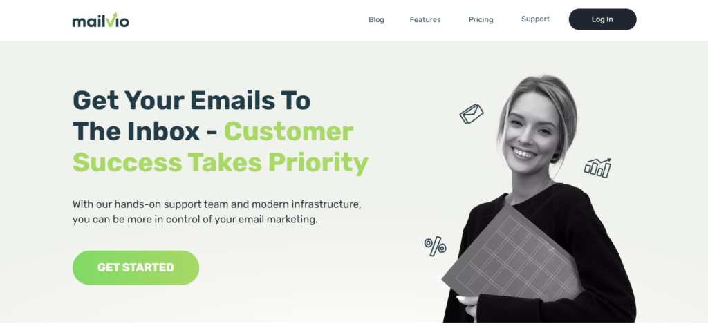 Mailvio's landing page