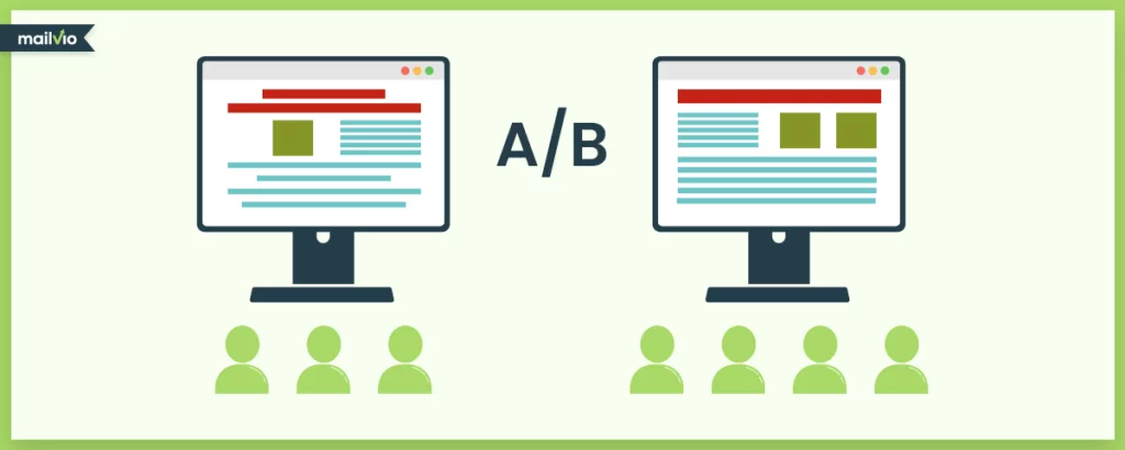 Artist's impression of split-testing two separate lead generation emails 