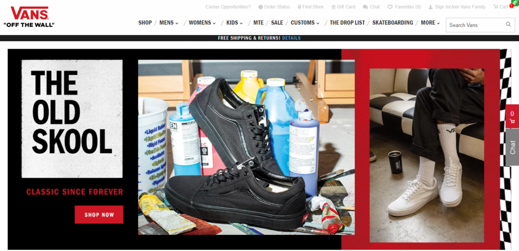 vans shoe home page