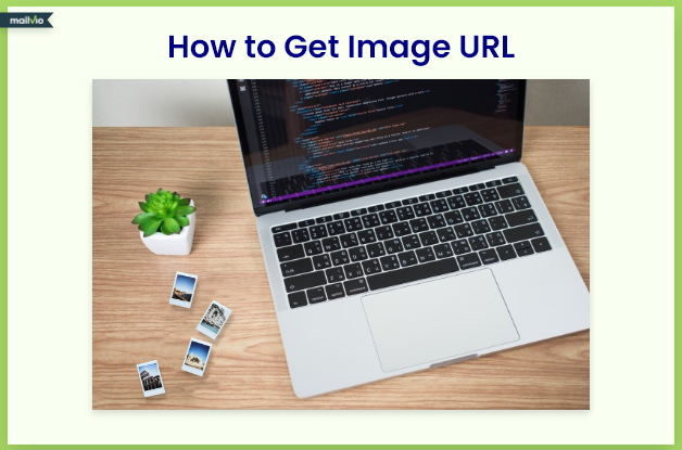 A laptop displaying image URLs 