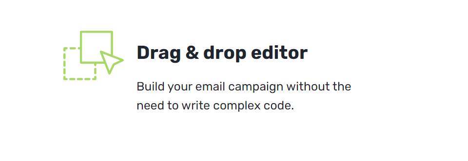 Description of what Mailvio's drag and drop editor can do for you