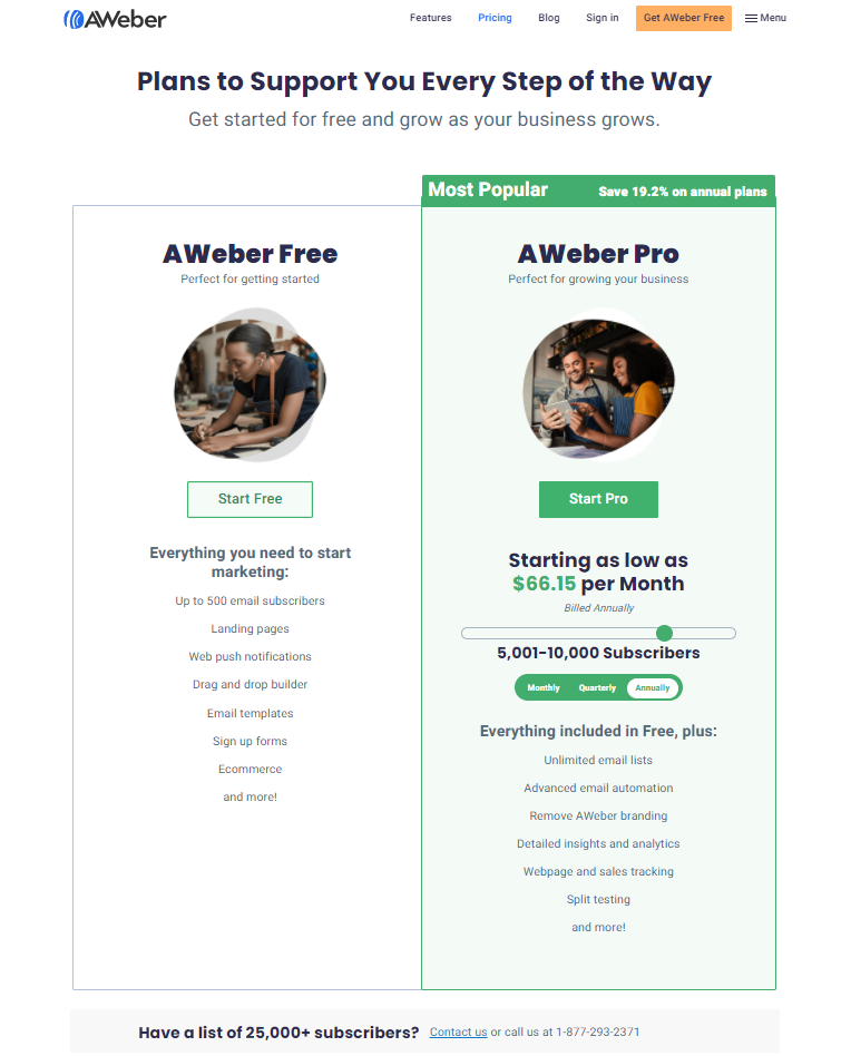 AWeber Pricing Plan