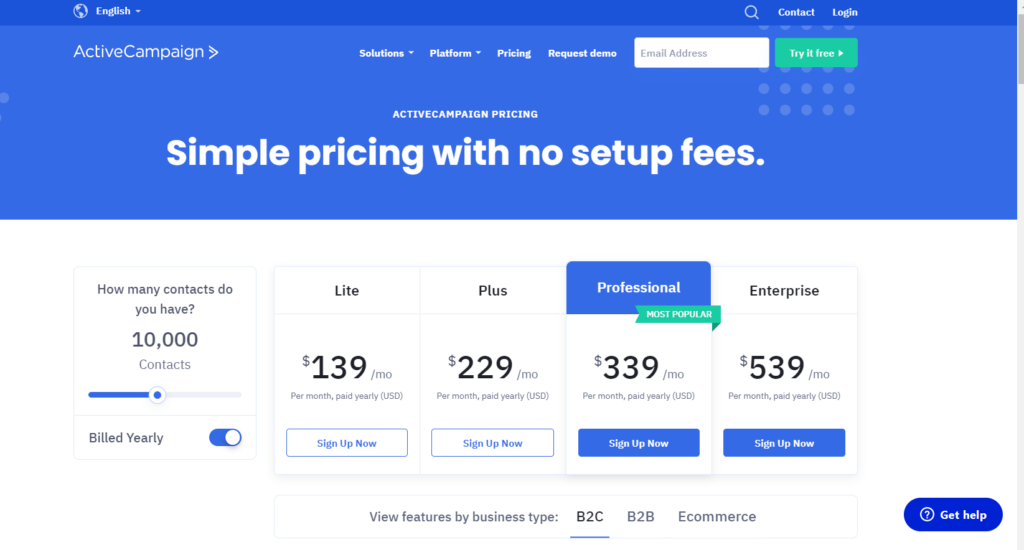 ActiveCampaign Pricing Plan