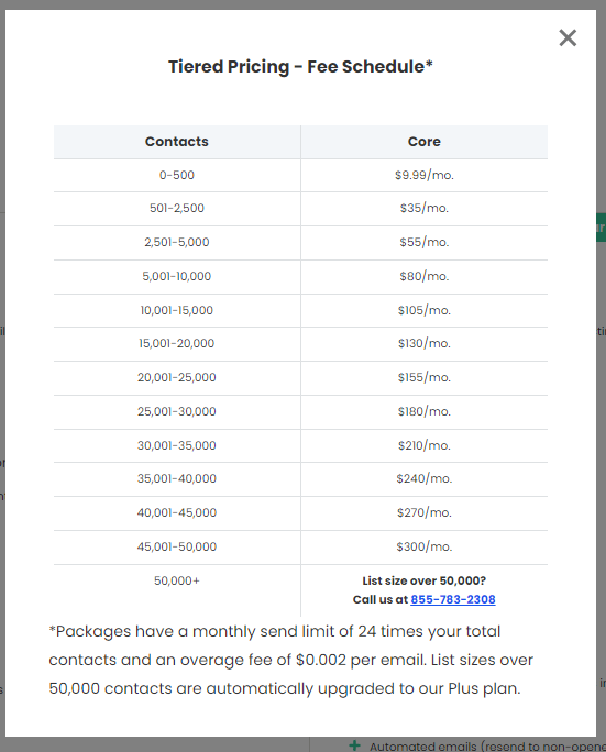 ConstantContact Core Pricing Plan