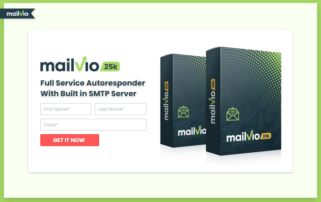 Lead magnet example featuring Mailvio - a full service autoresponder with build-in SMTP server