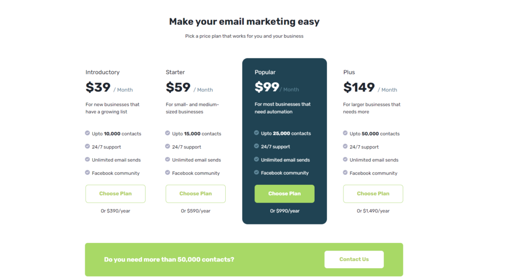 Mailvio Pricing plan