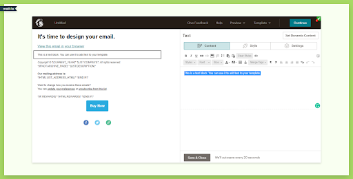 Mailchimp's email builder