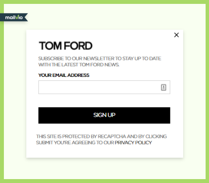 tom ford optin page