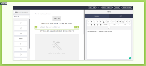 Mailvio's email builder