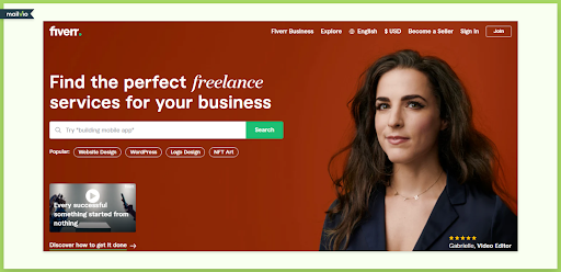 fiverr home page