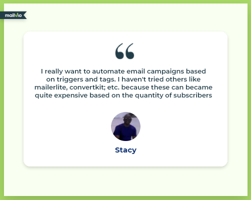 mailvio vs mailchimp testimonial 