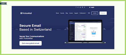 protonmail home page