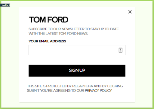 Tom Ford splash page